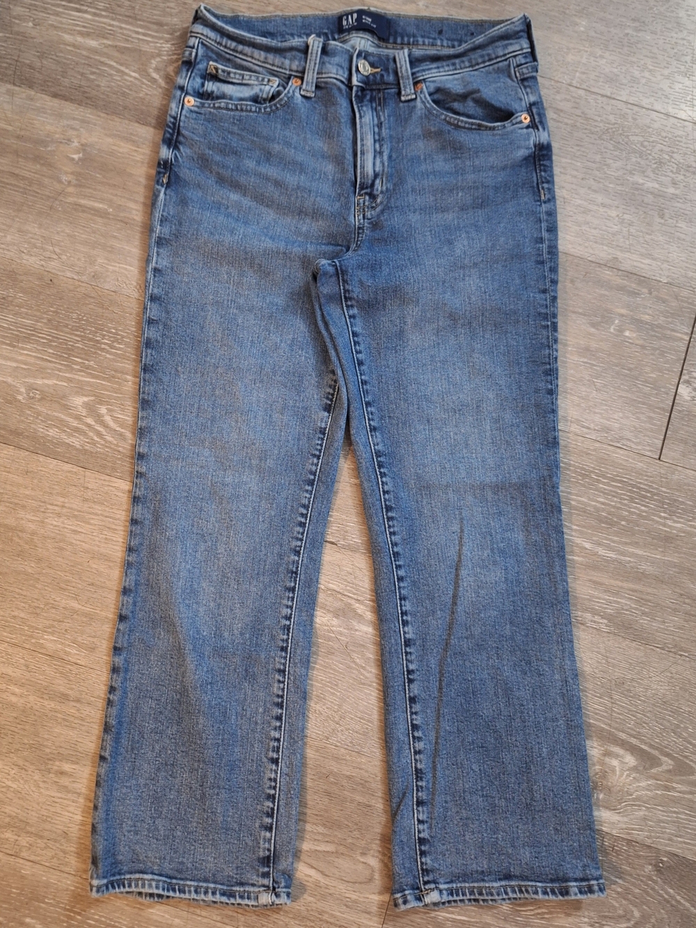 GAP High-Rise Slim Cropped Kick Fit Subtle Flare Women’s Denim Jeans - Blue